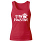 Cute Dog Paw Print Stay Pawsitive Slogan Ladies Tank Top