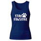 Cute Dog Paw Print Stay Pawsitive Slogan Ladies Tank Top