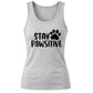 Cute Dog Paw Print Stay Pawsitive Slogan Ladies Tank Top
