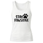 Cute Dog Paw Print Stay Pawsitive Slogan Ladies Tank Top