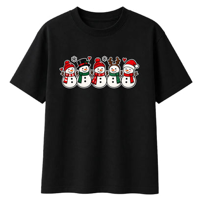 Cute festive five snowman line-up Christmas Oversized T-Shirt