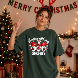 Cute festive gnomies graphic Christmas Oversized T-Shirt