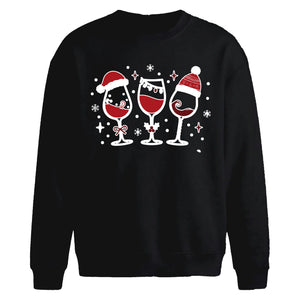 Cute Festive Wine Glasses Christmas Oversized Sweatshirt