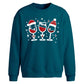 Cute Festive Wine Glasses Christmas Oversized Sweatshirt