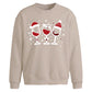 Cute Festive Wine Glasses Christmas Oversized Sweatshirt