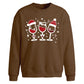 Cute Festive Wine Glasses Christmas Oversized Sweatshirt