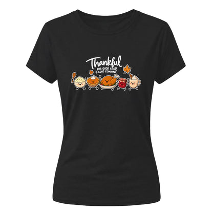 Cute food characters graphic Thanksgiving Ladies T-Shirt
