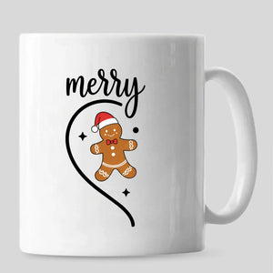 Cute gingerbread man half heart merry design christmas mug