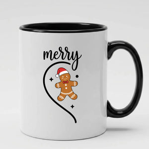 Cute gingerbread man half heart merry design christmas mug