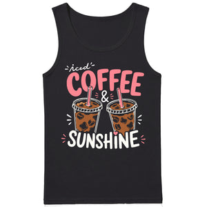 Cute Iced Coffee and Sunshine Slogan Print Men Tank Top