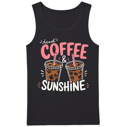 Cute Iced Coffee and Sunshine Slogan Print Men Tank Top