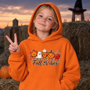 Cute kawaii fall vibes characters Halloween Kids Hoodie