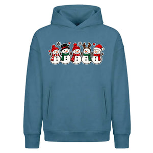 Cute line-up snowmen graphic Christmas Oversized Hoodie