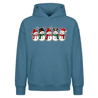 Cute line-up snowmen graphic Christmas Oversized Hoodie