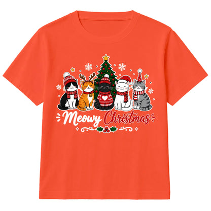 Cute Meowy Kittens Festive Tree Art Christmas Kids T-Shirt