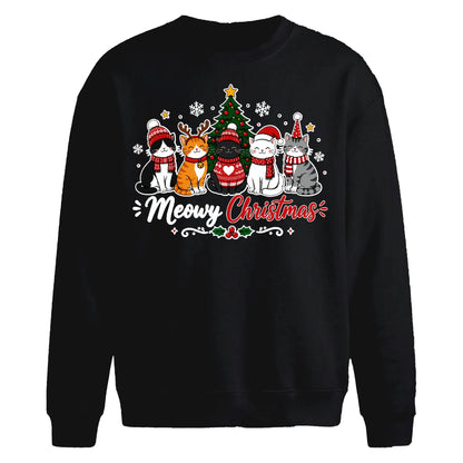 Cute Meowy Kittens Graphic Christmas Oversized Sweatshirt