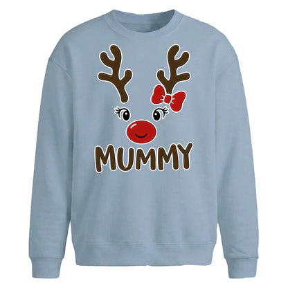 Cute Mummy Reindeer Face Christmas Oversized Sweatshirt