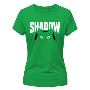 Cute Peeping Black Cat Shadow Graphic ladies fit T-Shirt