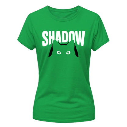 Cute Peeping Black Cat Shadow Graphic ladies fit T-Shirt
