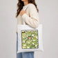 Cute playful green frogs pattern graphic cotton Tote Bag