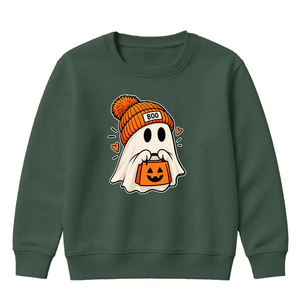 Cute pom-pom beanie ghost pumpkin Halloween Kids Sweatshirt