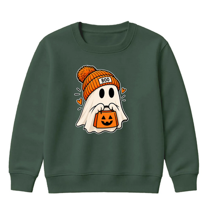 Cute pom-pom beanie ghost pumpkin Halloween Kids Sweatshirt