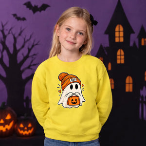 Cute pom-pom beanie ghost pumpkin Halloween Kids Sweatshirt