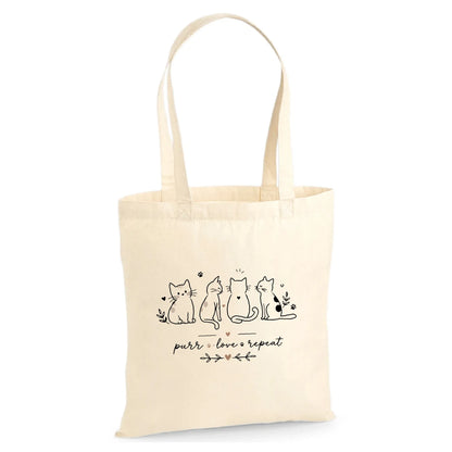 Cute Purr Love Repeat Kittens Graphic Christmas Tote Bag