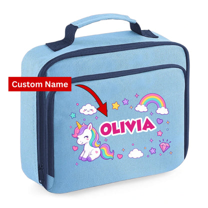 Unicorn Kids Lunch Bag with Custom Name Insulated Lunch Bag Cooler Box