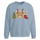 Cute Reindeer Bear Graphic Christmas Oversized Sweatshirt