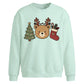 Cute Reindeer Bear Graphic Christmas Oversized Sweatshirt