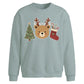 Cute Reindeer Bear Graphic Christmas Oversized Sweatshirt