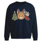 Cute Reindeer Bear Graphic Christmas Oversized Sweatshirt