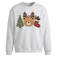 Cute Reindeer Bear Graphic Christmas Oversized Sweatshirt