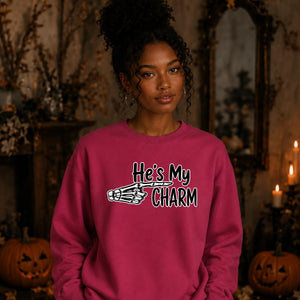 Cute skeleton hand charm quote Halloween Unisex Sweatshirt