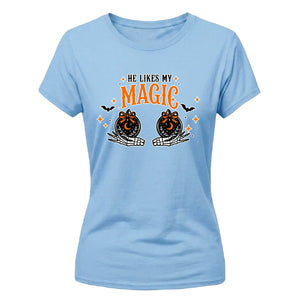 Cute skeleton magic quote graphic Halloween ladies t-shirt
