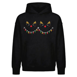 Cute Sleeping Reindeer Lights Christmas Oversized Hoodie