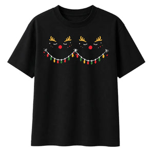 Cute Sleeping Reindeer Lights Christmas Oversized T-Shirt