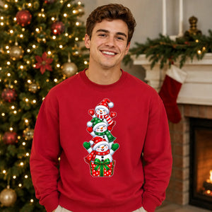 Cute stacked snowmen gift box Christmas Unisex Sweatshirt