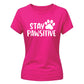 Cute Stay Pawsitive Paw Print Graphic Ladies T-Shirt