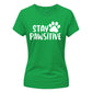 Cute Stay Pawsitive Paw Print Graphic Ladies T-Shirt
