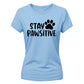 Cute Stay Pawsitive Paw Print Graphic Ladies T-Shirt