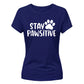 Cute Stay Pawsitive Paw Print Graphic Ladies T-Shirt