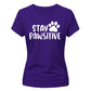 Cute Stay Pawsitive Paw Print Graphic Ladies T-Shirt