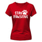 Cute Stay Pawsitive Paw Print Graphic Ladies T-Shirt