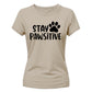 Cute Stay Pawsitive Paw Print Graphic Ladies T-Shirt