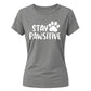Cute Stay Pawsitive Paw Print Graphic Ladies T-Shirt