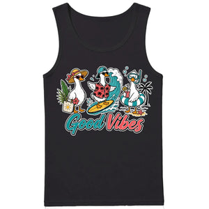 Cute Surfing Ducks Good Vibes Summer Graphic Men Tank Top