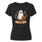 Cute trick or treat ghost graphic Halloween ladies t-shirt