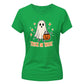 Cute trick or treat ghost graphic Halloween ladies t-shirt